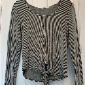 Caution to the Wind Striped Tie Front Shirt